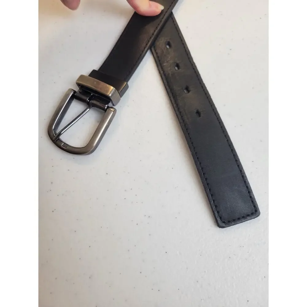 Belt Black Genuine Leather Formal Business Career Work Dress Men's Belt Size 40‎